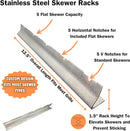 Stainless Steel Kebab Sword Grill Skewers, Holder Racks and Case Set - Great for Shish Kabob, BBQ, Kebobs, Churrasco, Picanha, Brazilian BBQ Sword Skewers, Roasting Sticks by GreenHaven Gardens