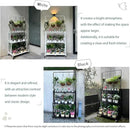 lumizone Foldable 4-Tier Plant Stand Indoor Outdoor Hanging Plant Shelf No Assembly Required Pot Placement Area With Wheels Sturdy Fall Prevention Storage Shelf Flower Pot Stand(4 Tier-Black) by GreenHaven Gardens