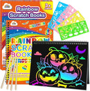 ZMLM Scratch Paper Art-Crafts Gift: 2 Pack Rainbow Notebooks Supplies Toys for 3 4 5 6 7 8 9 10 Years Old Girls and Boys Kids Halloween Birthday Party Games by TinyTreasures Baby Boutique