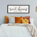 comurdyo Sweet Dreams Wall Decor Above Bed Sign 40" x 15" Master Bedroom Wooden Antique Framed Large Rustic Farmhouse Guest Room Beautiful Simple Hanging Plaque Over Bed Wall Art (Black) by CozyNest Decor