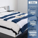 Chunky Knit Blanket - Luxury Soft Cozy 50 * 60 Throw Blanket,100% Woven Blanket Rope Knot Throw Blanket for Couch, Sofa, Home Decor, Gift - Machine Washable（White/Deep Blue） by CozyNest Decor