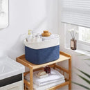 OIAHOMY Storage Baskets - Woven Cotton Rope Baskets for Shelves, Toy Towel Organizer Bins, Pack of 3, Blue & White by CozyNest Decor