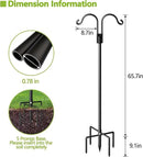 Double Shepherds Hooks for Outdoor, Heavy Duty Bird Feeder Pole with 5 Prong Base, Adjustable Shepards Hook for Outside, Garden, Weddings, Hanging Plant, 2 Pack by GreenHaven Gardens