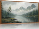 SIGNINART Large Misty Mountain Framed Canvas Wall Art, Green Forest River Scenery Wall Decor, Modern Foggy Wooden Landscape Artwork, Oil Style Nature Art Print for Living Room Bedroom Office 20"x40" by CozyNest Decor