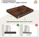 Heimlove 12 Inch Deep Floating Shelves, 16 x 12 inches Long Wall Shelf, Large Extra Display Shelf & Storage Shelf, Rustic Wood Wall Shelves for Fireplace Mantel, Brown - 2Pack by CozyNest Decor