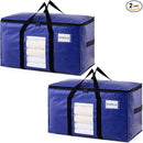 TAILI 2 Pack Dark Blue Extra Large Moving Bags, Heavy Duty Totes with Visible Window, Wrap Around Handles, Great for Storage by TinyTreasures Baby Boutique