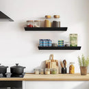 24"x6.8"x1.6" Slanted Floating Wall Shelves 2-Pack - Rustic Black Finish, Heavy-Duty Solid Wood Design with Hidden Brackets - Perfect for Living Room, Kitchen, Bathroom, or Office by CozyNest Decor