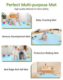Baby Play Mat, 50''x50'' Playpen Mats with 4 Sensory Development Zones for Motor Skills, Unique Crawling Mats with Non-Slip Cushioned that Fits Nicely into Any Playroom, Blue by TinyTreasures Baby Boutique