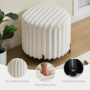 Furniliving Modern Round Ottoman, Large Size Bedroom Ottoman Footstool Round Ottomans Stool for Living Room, Bedroom, Makeup Room, Beige, Faux Fur by CozyNest Decor