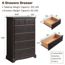 T4TREAM 6 Drawers Dresser Chests for Bedroom, 48" Tall Rustic Chset of Drawers, Wood Dressers Organizer for Bedroom, Living Room,Hallway, Espresso by CozyNest Decor