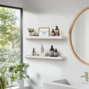 Floating Wall Shelves 2-Pack - 24-Inch Rustic White Wooden Shelves for Storage and Décor, Easy Installation for Living Room, Bedroom, and Kitchen by CozyNest Decor