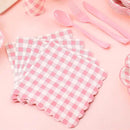 350 Pcs Pink Gingham Plates and Napkins Party Supplies - Pink and White Checkered Plates Sets Serve 50 Guests - Scalloped Gingham Paper Plate for Birthday Wedding Picnic Party Decorations by CozyNest Decor