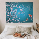 Japanese Koi Fish Tapestry, Cherry Blossoms Asian Oriental Green Teal Flower Branch Koi Fish Carp Tapestries Wall Hanging for Bedroom Living Room Office Decor 40"x30" by CozyNest Decor