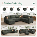 HONBAY Corduroy Sectional Sofa with Storage, U Shape Modular Sectional Sofa with Chaise, Modular Couches for Living Room, Green by CozyNest Decor