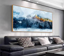 Framed Canvas Wall Art Indigo Abstract Mountain Pictures Wall Decor Blue Grey Orange Mountain Peaks Canvas Painting Prints Modern Abstract Artwork for Living Room Bedroom Decoration 24" x 48" by CozyNest Decor
