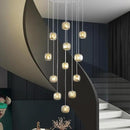 Flush Mount Chandelier,Crystal Pendant Light with 12 G9 LED Bulbs,Chandelier Hanging Flush Mount Lighting Fixtures for Spiral Staircase,Foyer,Entryway,Living Room(12 Lights,3000K) by CozyNest Decor