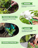 Garden Tools Set, 8 in 1 Heavy Duty Garden Tools Kit, Stainless Steel Ergonomic Gardening Hand Tool with Upgraded Bag, Gardening Supplies Gift for Women, Kid, Organizer by GreenHaven Gardens