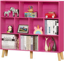 LEYAOYAO 10 Cube Bookshelf,3 Tier Modern Wide Bookcase with Legs,Mid-Century Wood Bookshelves Storage，Pink Large Book Case,Freestanding Organizer Display Shelf for Bedroom,Living Room,Office by CozyNest Decor