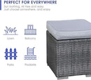 Patiorama 2 Pieces Assembled Outdoor Patio Ottoman, Indoor Outdoor All-Weather Grey Wicker Rattan Outdoor Footstool Footrest Seat with Light Grey Cushions, No Assembly Required by CozyNest Decor