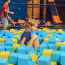 Foam Pit Cubes, 24 PCS 5 Inches Gymnastics Foam Blocks Trampoline Blocks, Multi-Sport Protective Padding for Freerunning, Trampoline, Parkour, Skate Parks & BMX - Blue & Yellow by TinyTreasures Baby Boutique