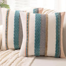 Boho Throw Pillow Covers 18x18 Set of 2 Farmhouse Decorative Cushion Case Striped Square Pillows Cover Chenille Pillow Cases Accent Neutral Pillowcase for Sofa Couch Bed,Blue by CozyNest Decor