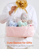 KALLAX Small Woven Basket, 13.5 x 9.5 x 5 Inches, Storage Basket for Organizing, Cute Small Rope Shelf Closet Cube Storage Bins Baskets for Shelves, Dog Toy Gift Baskets Empty, 3 Pack Light Pink by TinyTreasures Baby Boutique