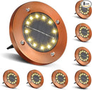 Outdoor In-Ground Lights Solar Disc Lights Outdoor Solar Garden Lights In Ground Solar Landscape Light 8 Pack 12 led for Pathway Yard Patio Walkway(Bronze, 8 Pack) by GreenHaven Gardens