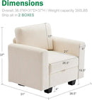 38.5 Oversized Accent Chair with Storage Ivory Corduroy Set of 2, Single Modern Accent Sofa with Arms Chair for Apartment Living Room (21" Deep Seat) by CozyNest Decor