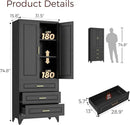 75" Kitchen Pantry Cabinet, Metal Storage Cabinets with Doors and Adjustable Shelves, Black Tall Pantry Cabinet with 3 Drawers for Dinning Living Room by CozyNest Decor