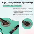 ADM Beginner Acoustic Classical Guitar 38 Inch Nylon Strings Wooden Guitar Bundle Kit for Kid Boy Girl Student Youth Guitarra Online Lessons with Gig Bag, Strap, Tuner, Strings, Cyan Green by TinyTreasures Baby Boutique