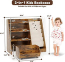 COZPAW Kids Bookshelf and Toy Storage, 4 Tier Toddler Bookshelf with Movable Drawer 5 Sling Pockets, Montessori Book Shelf for Kids Room, Playroom, Nursery (Brown) by CozyNest Decor