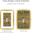 Homeforia 4x6 Picture Frame Gold, High End Metal 4 x 6 Gold Frames with Mat 3 x 5 for Print, 4by6 Desk Frame Matted to 3x5 inch Photo, 4 by 6 Wall or Tabletop Frame, Tempered Glass, Wall Kit, Set of 1 by CozyNest Decor