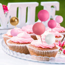 75 Pieces Cake Balls Topper Decorations Foam Cupcake Topper Mini Balloon Balls Cake Picks for Deco Birthday Party Wedding（Pink White Gold Series） by TinyTreasures Baby Boutique