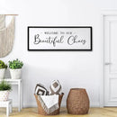 Welcome to Beautiful Chaos Framed Wall Art, 40''×15'' Rustic Horizontal Beautiful Chaos Plaque with Black Frame for Entryway Living Room, Farmhouse Long Welcome to our Chaos Wood Sign Wall Decor by CozyNest Decor