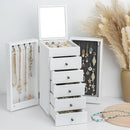 Meangood White Jewelry Box Wood for Women, 6-Layer Large Organizer Box with Mirror & 5 Drawers for Rings, Earrings, Necklaces, White by TinyTreasures Baby Boutique