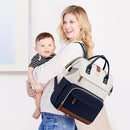 LOVEVOOK Diaper Bag Backpack, Baby Bag with Changing Station, Large Diaper Backpack for Mom Dads, Waterproof Leather Mommy Bag for Boy and Girl, Travel Essential Baby Shower, Navy Blue-Beige by TinyTreasures Baby Boutique