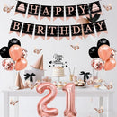 21st Birthday Decorations for Girls Women - 56pcs Rose Gold Happy 21st Banner, 21st Birthday Crown Sash, Cake Topper, Number 21 balloons, 3D Butterflies, 4 Balloon Stands kits by TinyTreasures Baby Boutique