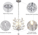 Ganeed 3-Light Branch Crystal Chandelier, Small Flush Mount Vintage Pendant Hanging Lighting, K9 Crystal Farmhouse Ceiling Light for Dining Room Bedroom Living Room Kitchen Hallway, Chrome Silvery by CozyNest Decor