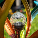 Large Solar Wind Spinners for Yard and Garden-82.6 Inch 360° Metal Wind Sculptures Outdoor Clearance Kinetic Windmills with Multi Color Led Glass Ball by CozyNest Decor