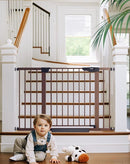 Cumbor 29.7-48" Baby Gate for Stairs, Mom's Choice Awards Winner-Dog Gate for Doorways, Auto Close Safety Pet Gate for Dogs Indoor, Easy Install Pressure Mounted Child Gate with Walk Thru Door, Brown by TinyTreasures Baby Boutique