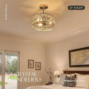12” 3-Light Modern Crystal Chandeliers Nickel Dinning Room Light Fixture, Round Pendant Light Kitchen Island Chandelier, Flush Mount Ceiling Light for Living Room Entryway Bedroom Foyer by CozyNest Decor
