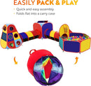 Playz 5pc Kids' Play Tents & Tunnels - Ball Pit for Toddlers, Basketball Hoop, Crawling Tubes, Pop-Up Playhouses, Baby Obstacle Course for Indoor or Outdoor Use by TinyTreasures Baby Boutique