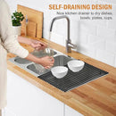 LEMIKKLE Roll Up Dish Drying Rack 17" x 13", Over The Sink Dish Drainer Rack, Foldable Sink Drying Rack, Anti-Slip Silicone Wrapped Dish Drainer for Kitchen Counter (Black) by CozyNest Decor