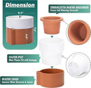 8 Inch Self-Watering Planter Pot with Terracotta Insert, Deep Water Reservoir, and Ceramic-Alike BPA-Free Plastic Planter Pot for Plant, Modern Planter for Houseplants, Terracotta/White, 53-B-T-6 by GreenHaven Gardens
