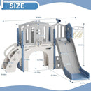 YUFU 8 in 1 Toddler Slide Set, Kids Slide for Toddlers Age 1-3, Toddler Playset with Climber, Basketball Hoop and Ball, Outdoor Indoor Playground for Toddlers 1-3 (Blue+Gray) by TinyTreasures Baby Boutique