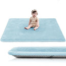 Baby Play Mat for Floor,1.3" Thick Elasti-Foam 50"×50" Playpen Mat for Tummy Time,Water Repellent Soft Coral Velvet for Toddler,Infant,Kids,Non-Slip Backing Safe for Crawling(Light Blue) by TinyTreasures Baby Boutique