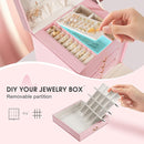 5-Layer Jewelry Box with 4 Drawers, Huge Portable Jewelry Organizer with Lock and Mirror for Women, for Necklace Ring Earring Bracelet Storage, Lockable Jewelry Case, Pink by TinyTreasures Baby Boutique