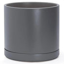 D'vine Dev 14 Inch Ceramic Planter Pot with Drainage Hole and Saucer, Indoor Cylinder Round Planter Pot, Speckled Grey, 94-O-G-3 by GreenHaven Gardens