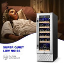 Tylza 12" Wine Cooler Refrigerator, 18 Bottle Wine Fridge Built-in or Freestanding with Stainless Steel & Double-Layer Tempered Glass Door, Compressor Fast Cooling, Low Noise and No Fog, Mini Fridge by CozyNest Decor