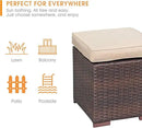 Patiorama 2 Pieces Assembled Outdoor Patio Ottoman, Indoor Outdoor All-Weather Dark Brown Wicker Rattan Outdoor Footstool Footrest Seat with Beige Cushions, No Assembly Required by CozyNest Decor